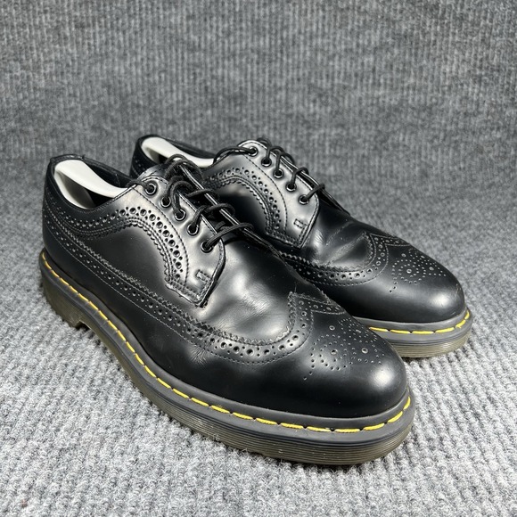 Doc Martens 3989 Brogue Men's Size 11 Yellow Stitch Smooth Leather Wingtip Shoes - Picture 2 of 14